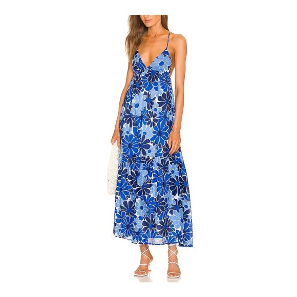 Faithfull The Brand 'Wilonna' Blue Cotton Midi Dress Size XS - Picture 1 of 5